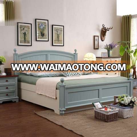 double bed design furniture solid wood bed with storage cabinet